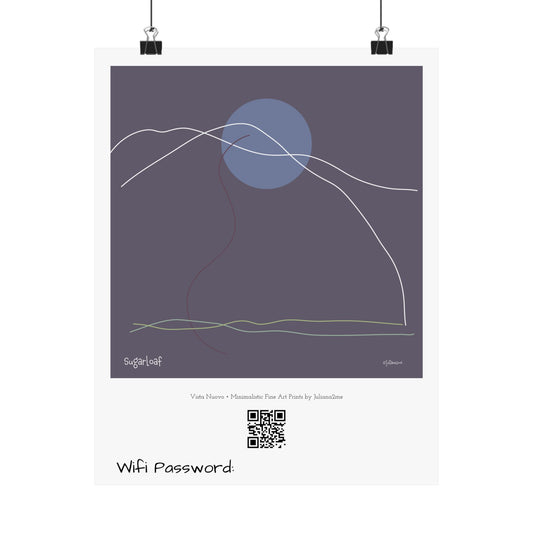 Sugarloaf Minimalist Satin Poster with Wifi Password for Your Maine BNB