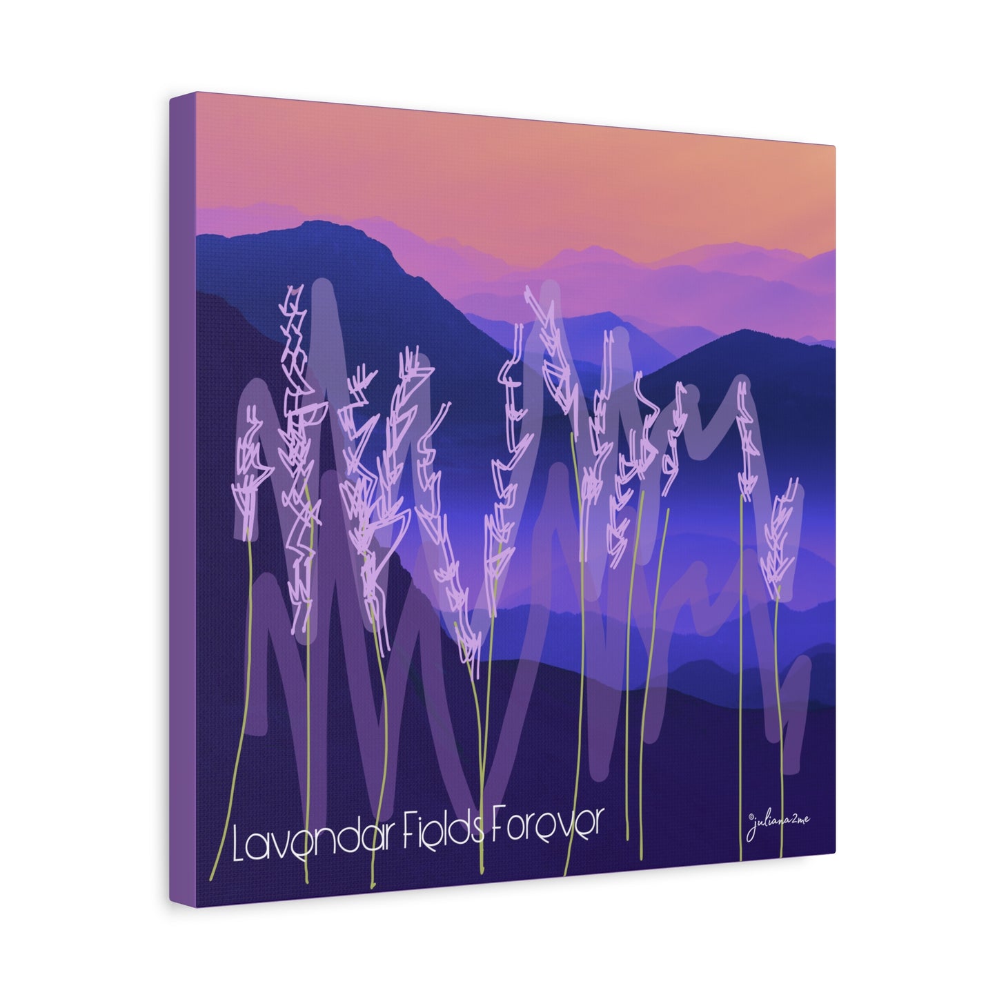 Lavendar Fields Forever, Graphic Canvas Print, Bold and Colorful for a Statement in Your Vacation Rental Home Vista Nuovo Fine Art Prints by Juliana2me