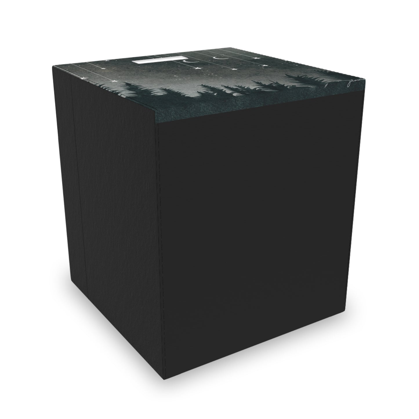 Felt Storage Box Organizer - Monochrome Dream Forest Moons and Stars for Aribnb Guest Towels Vista Nuovo Fine Art Prints by Juliana2me