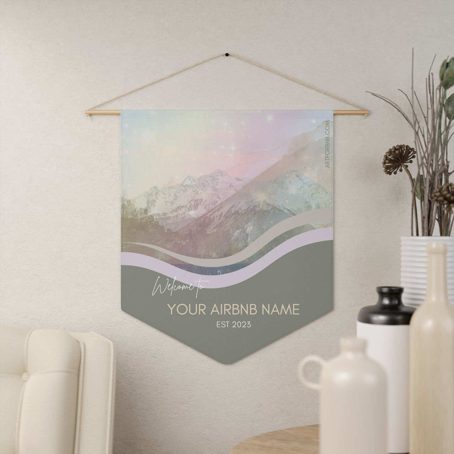 MAKE IT YOURS Fully Personalized Airbnb Welcome Banner by NH Artist Juliana2me Vista Nuovo Fine Art Prints by Juliana2me