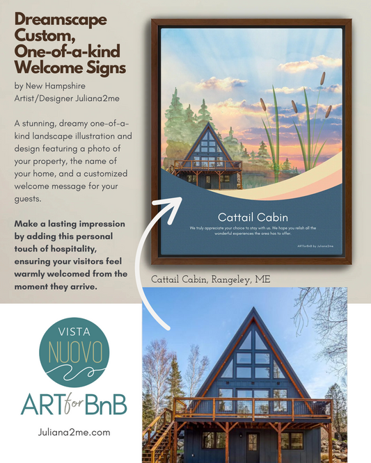 “Dreamscape Welcome” Custom One-of-a-kind Welcome Sign for your Airbnb Vacation Home