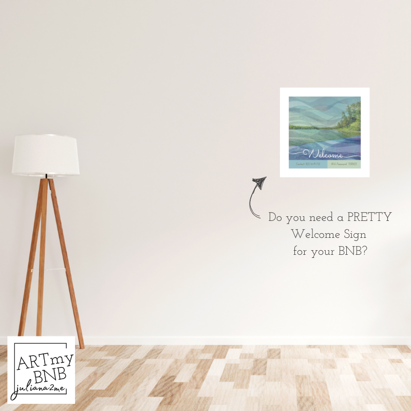 “Welcome ART • Squares” with WiFi and contact info for your guests Vista Nuovo Fine Art Prints by Juliana2me