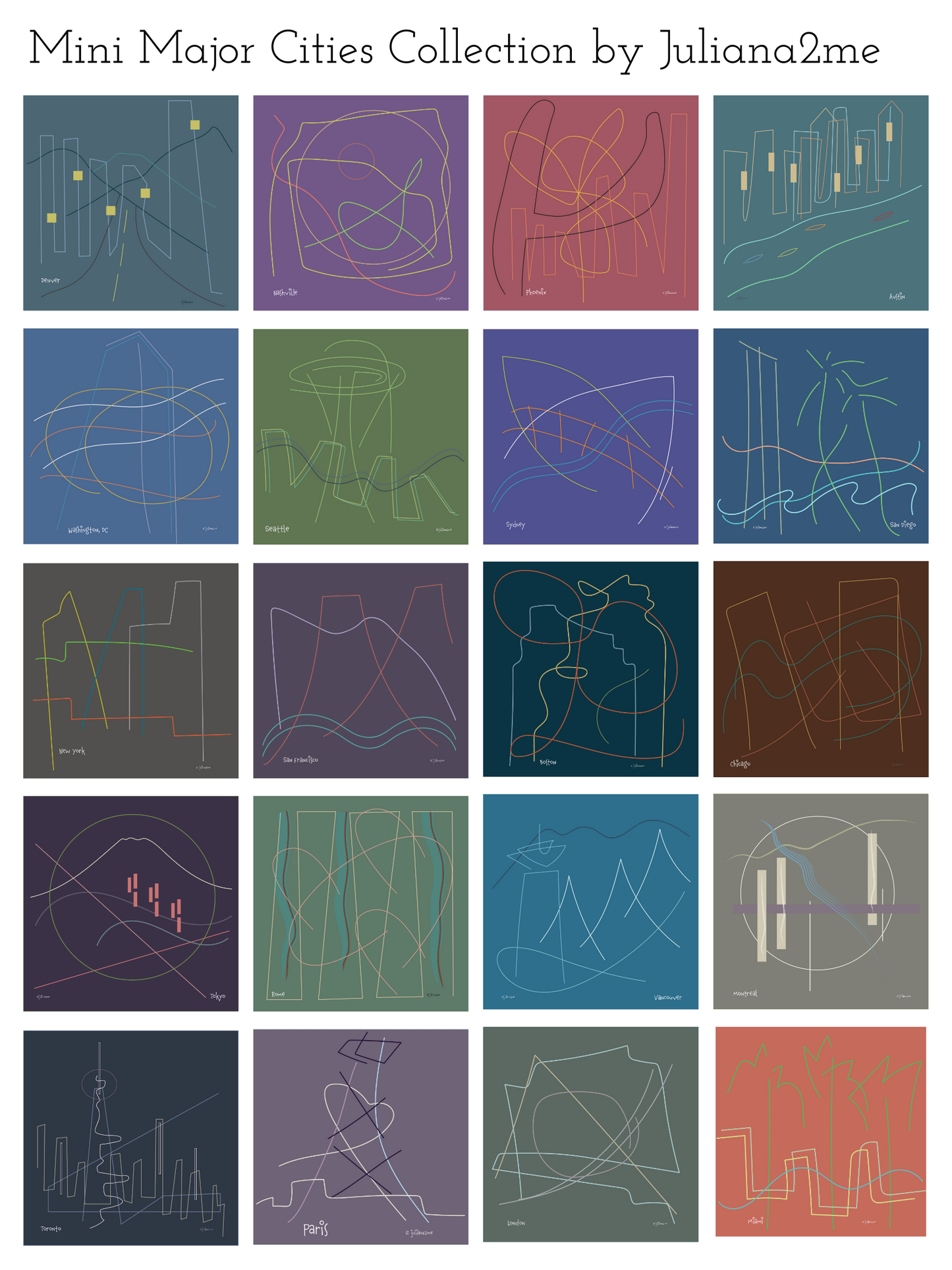 Mini Major Cities Limited Edition Fine Art Prints (unframed) Vista Nuovo Fine Art Prints by Juliana2me