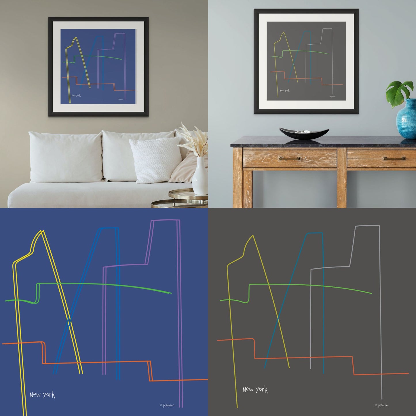 Mini Major Cities Limited Edition Fine Art Prints (framed) Vista Nuovo Fine Art Prints by Juliana2me