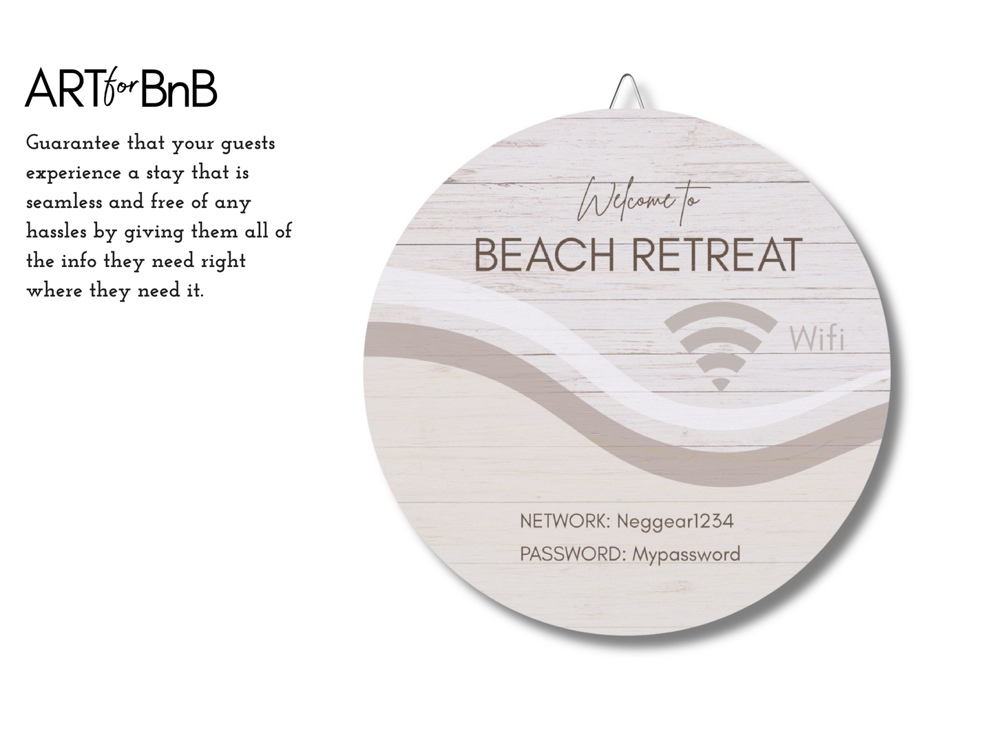 Wooden Sign - Airbnb Hosts WiFi Info Personalized Sign for your Guests with Wifi Info Vista Nuovo Fine Art Prints by Juliana2me