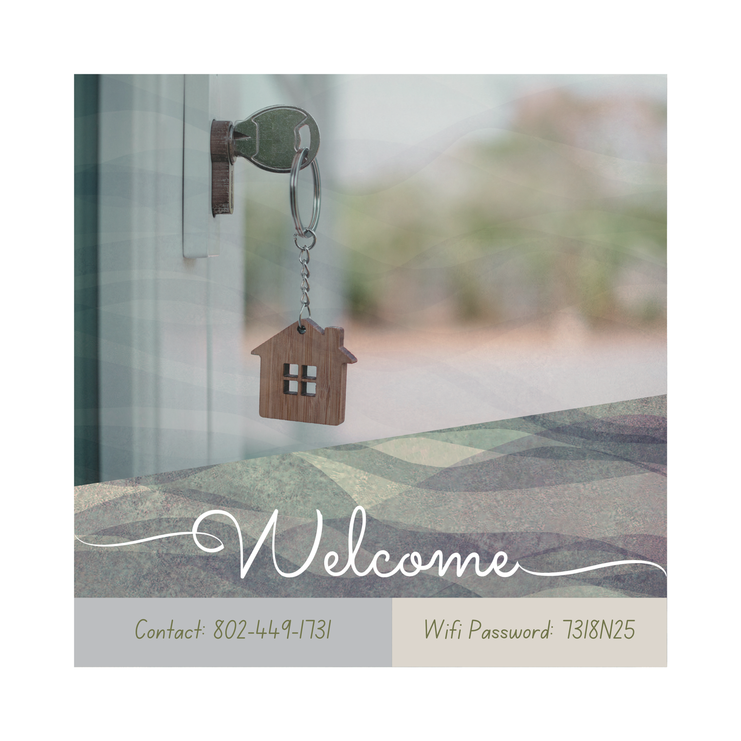 “Welcome ART • Squares” with WiFi and contact info for your guests Vista Nuovo Fine Art Prints by Juliana2me
