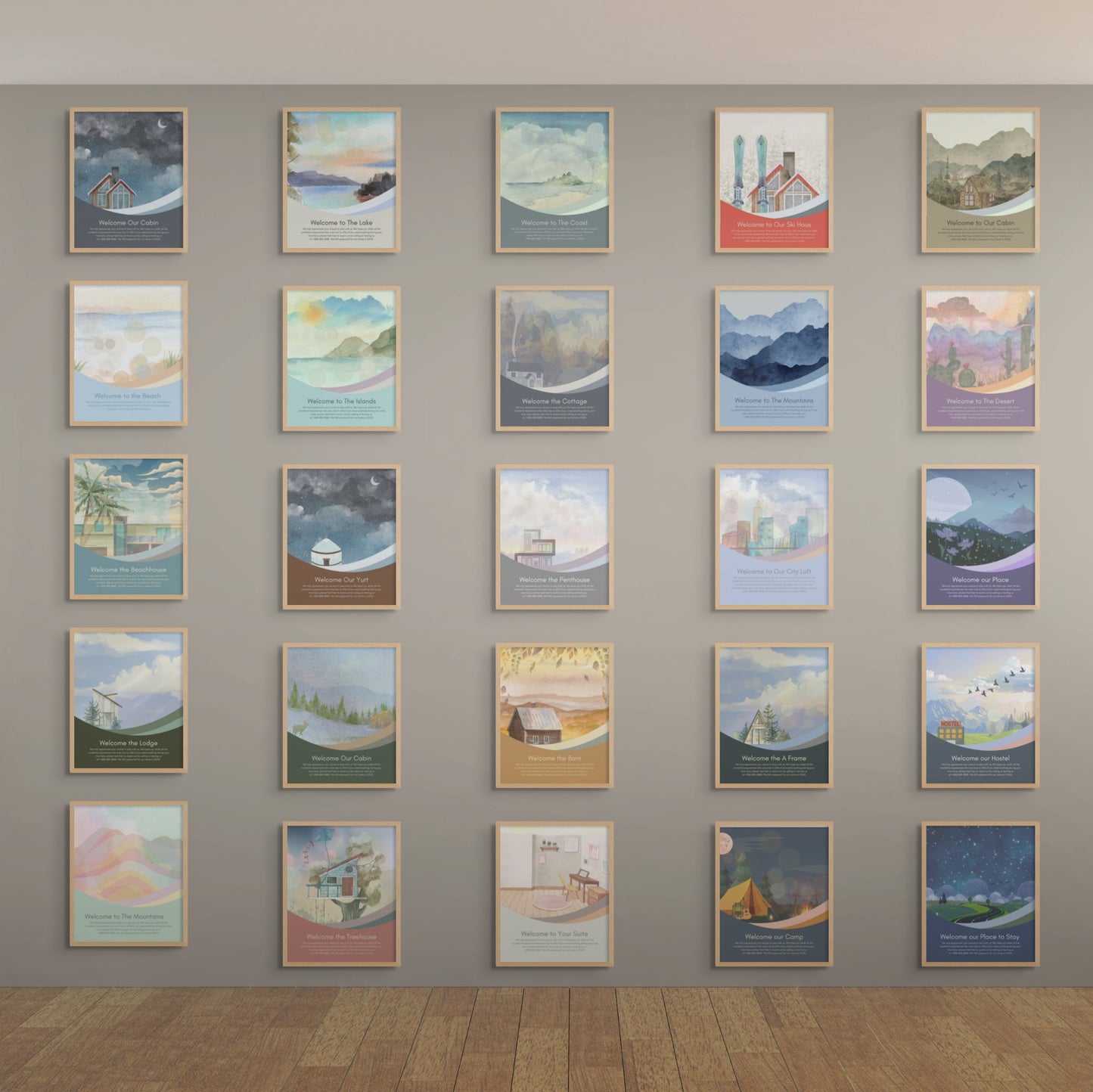 "Watercolor Welcome"  Personalized Welcome Sign for Airbnb Vacation Rental Homes Vista Nuovo Fine Art Prints by Juliana2me