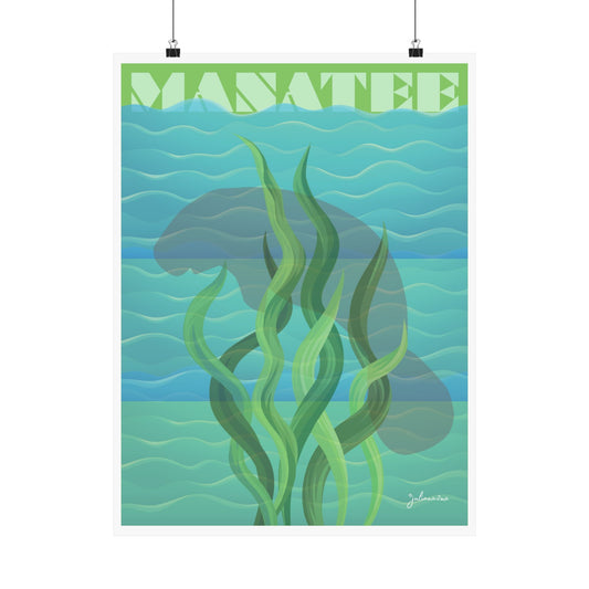 Vibrant Manatee Poster - To help the Manatees