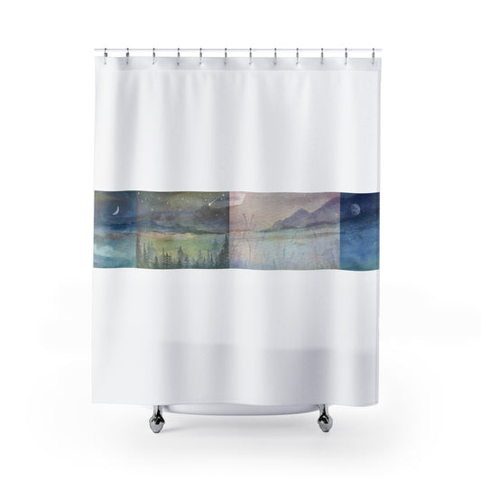 Nature-Inspired Shower Curtain with Starry Night Design