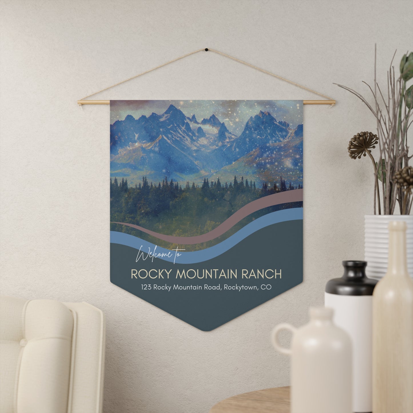 ROCKY MOUNTAIN Welcome Pennant for Airbnb Hosts Vista Nuovo Fine Art Prints by Juliana2me