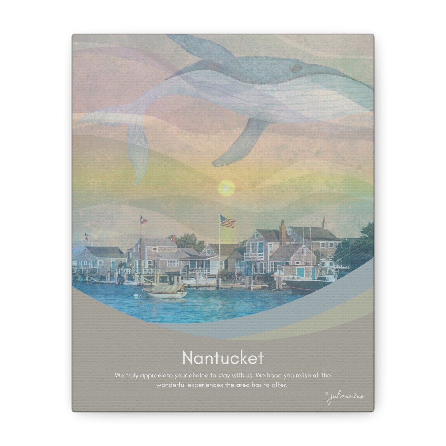 Nantucket Canvas Welcome Sign for Airbnb Hosts Vista Nuovo Fine Art Prints by Juliana2me