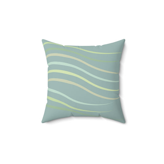 Summer Breeze Trendy Wave Print Square Pillow - Cozy Living Room Decor Perfect for Coastal Vacation Homes