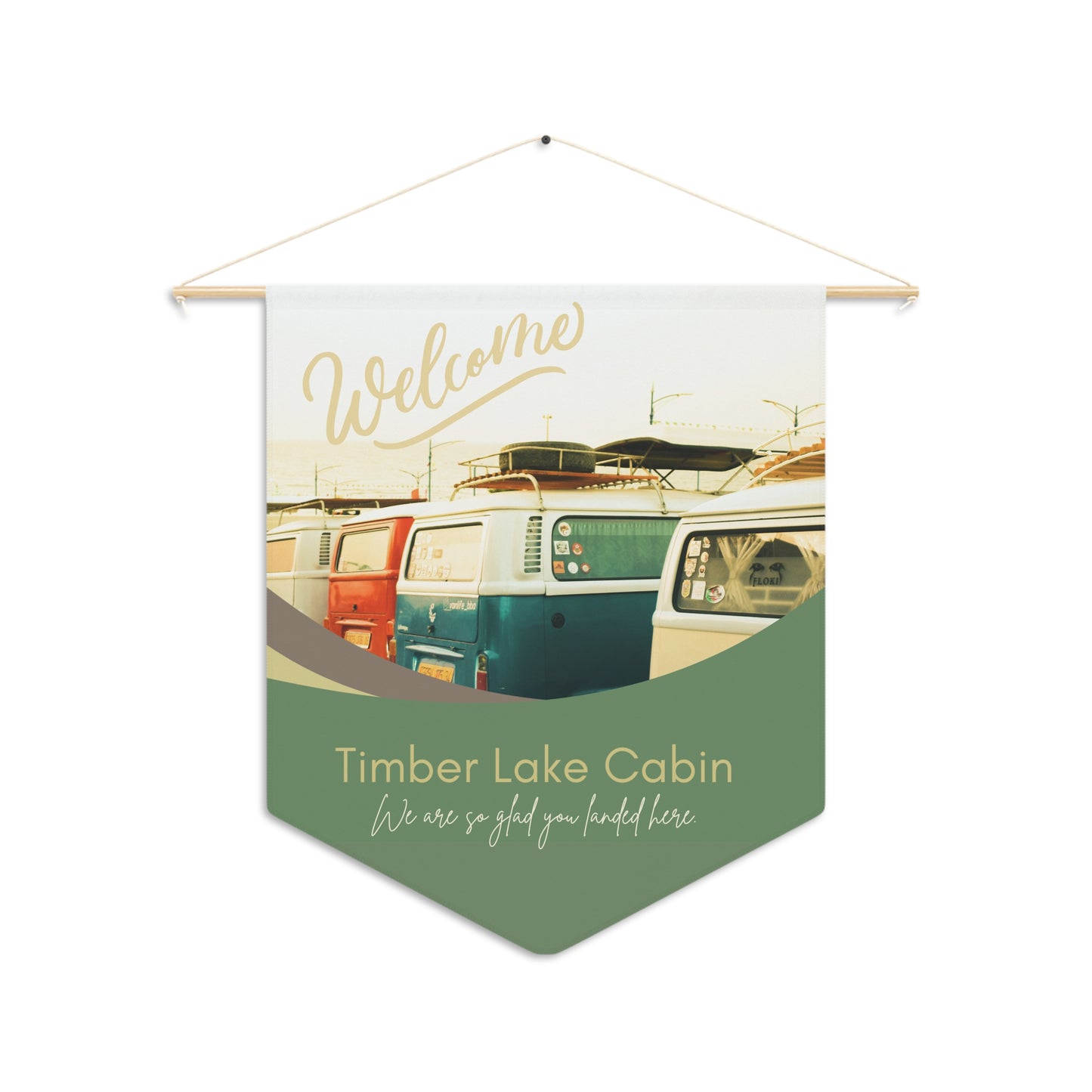 Pennant Sign - Camper Van Vibes Vintage Travel Theme Welcome Sign Vista Nuovo Fine Art Prints by Juliana2me