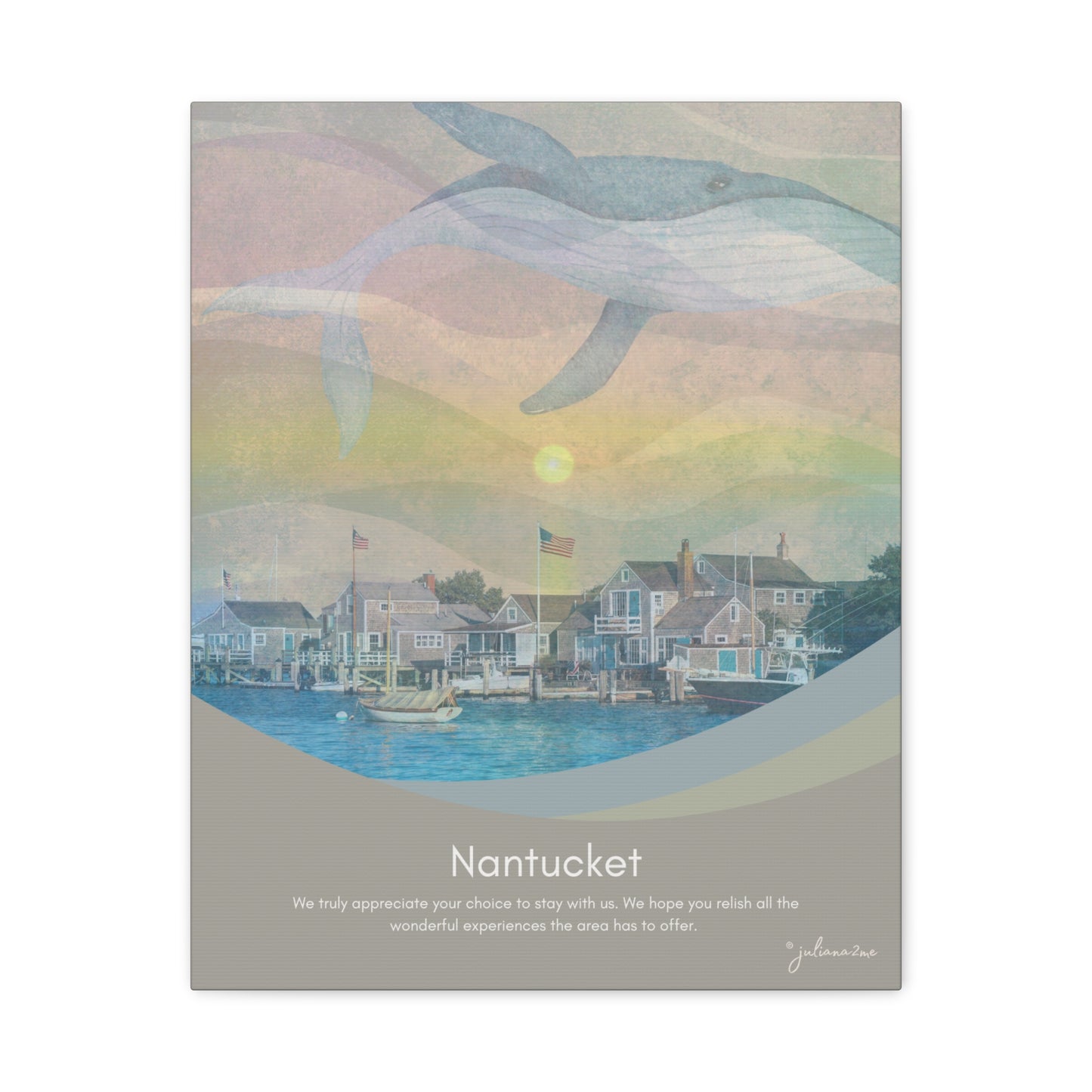 Nantucket Canvas Welcome Sign for Airbnb Hosts Vista Nuovo Fine Art Prints by Juliana2me