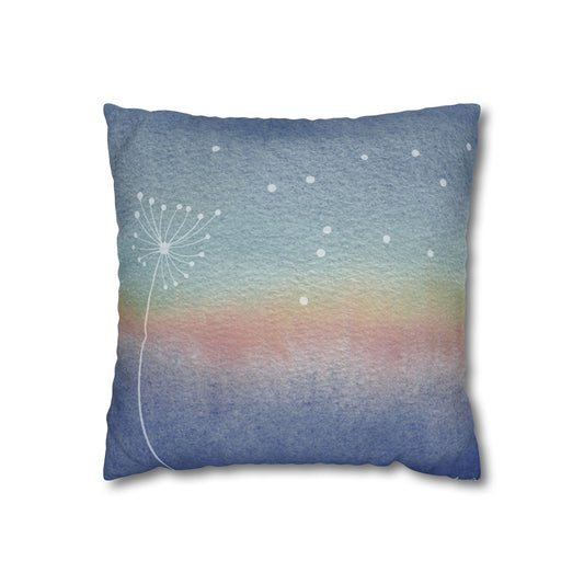 Almost Dandelion Dreamy Square Pillowcase – Spring Summer Home Decor for Beach Houses, City Lofts and Country Cabin Airbnb/Vrbo/Homeaway