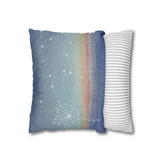 Almost Dandelion Dreamy Square Pillowcase – Spring Summer Home Decor for Beach Houses, City Lofts and Country Cabin Airbnb/Vrbo/Homeaway