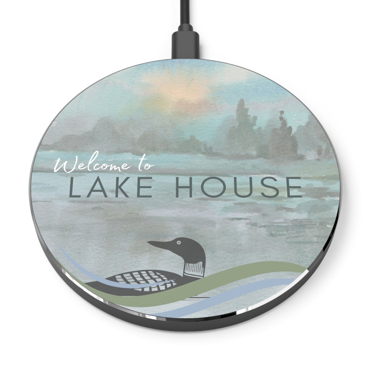 Airbnb Lake House Personalized Wireless Charger Vista Nuovo Fine Art Prints by Juliana2me
