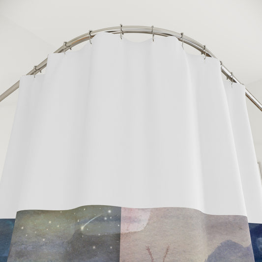 Nature-Inspired Shower Curtain with Starry Night Design