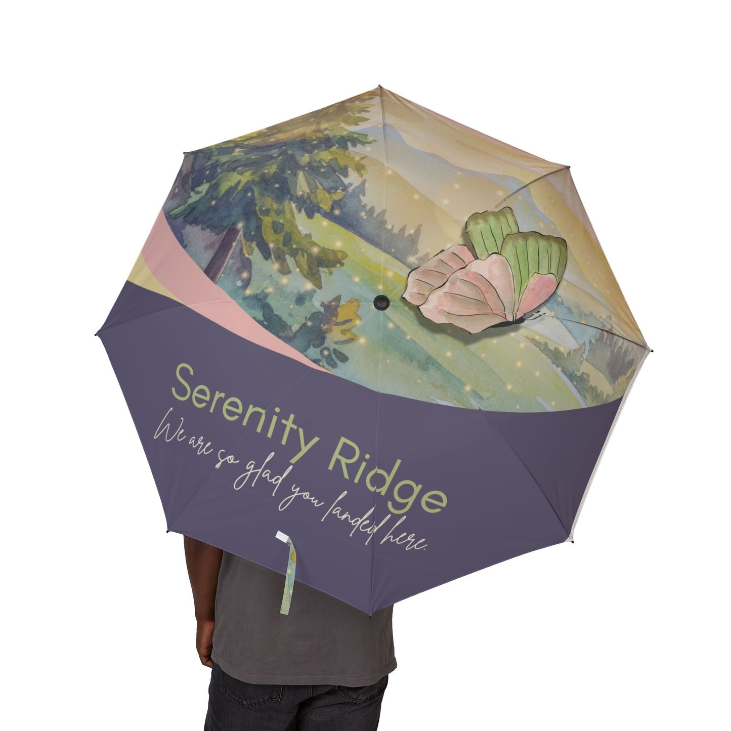 Floral Butterfly Foldable Umbrella — Semi‑Automatic Compact Rain Umbrella Vista Nuovo Fine Art Prints by Juliana2me