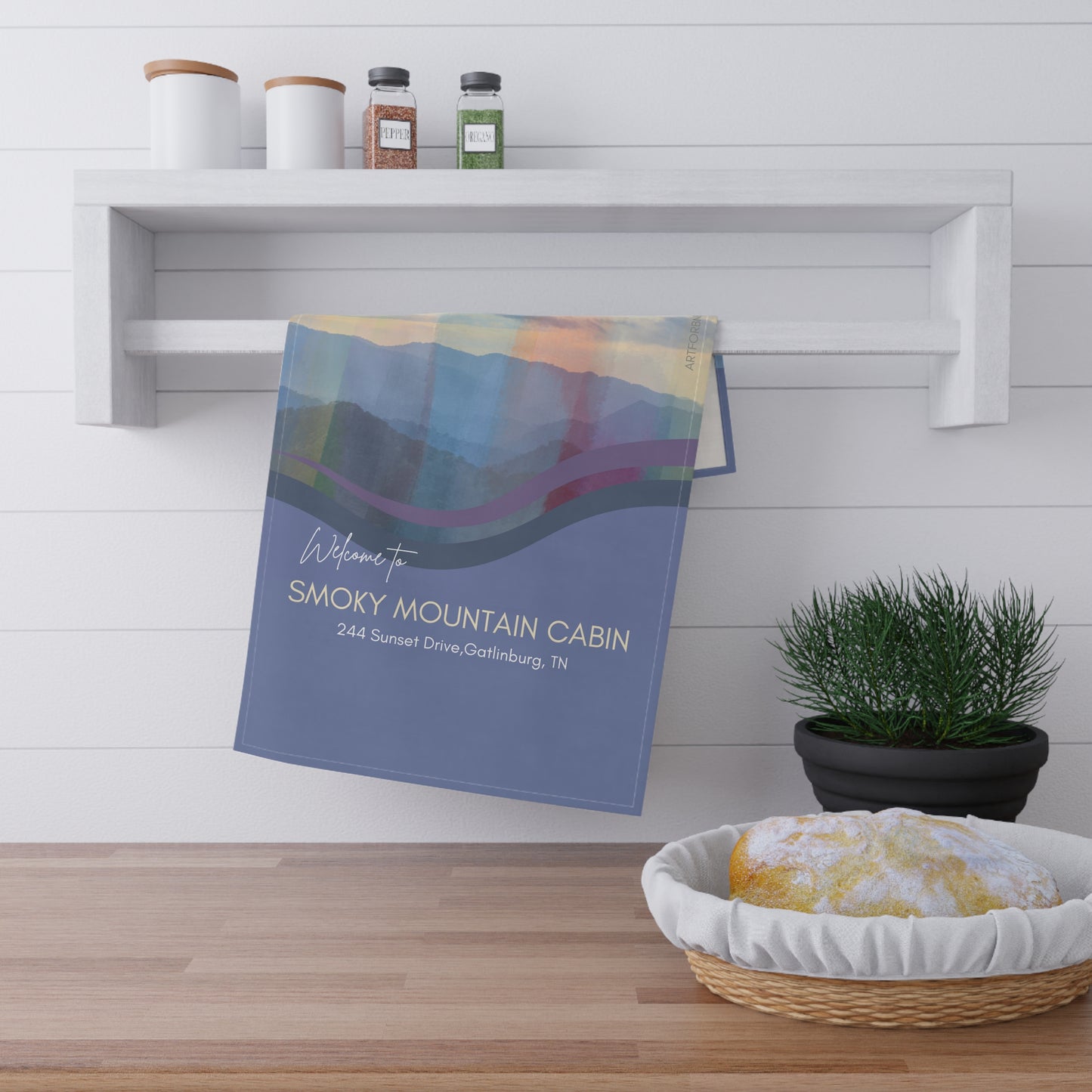 Guest Airbnb Tea Towels, Smoky Mountain, Personalized for Airbnb Hosts Vista Nuovo Fine Art Prints by Juliana2me