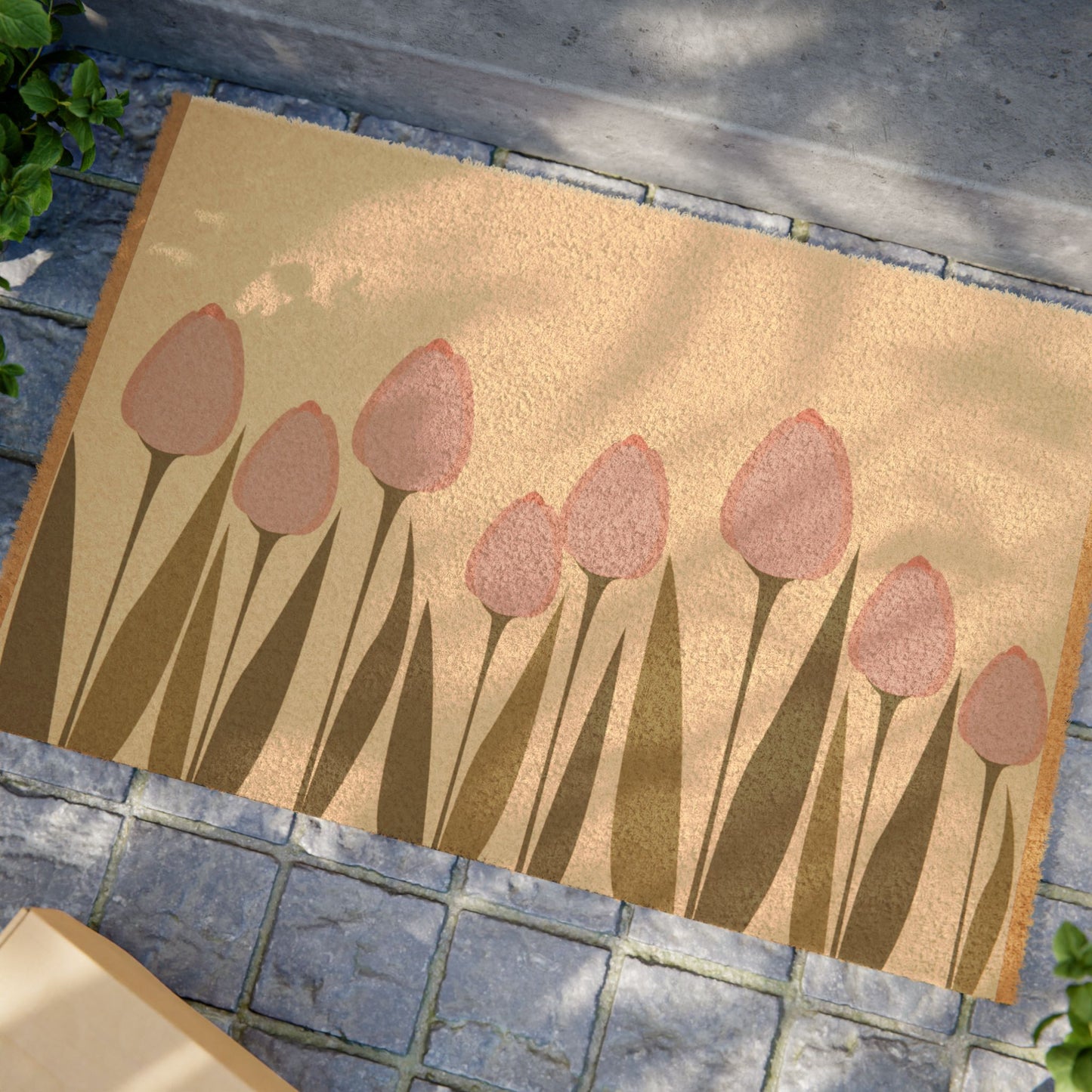 Tulips Mid-Century Modern Floral Welcome Doormat - Airbnb/Vrbo/Homeaway Home Entry Matt Vista Nuovo Fine Art Prints by Juliana2me