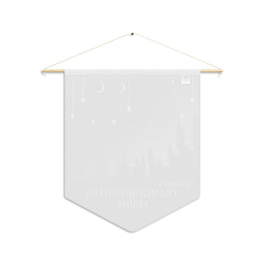 Tanquil Waters Maine Welcome Pennant Banner with Moon Stars and Forest to welcome guests