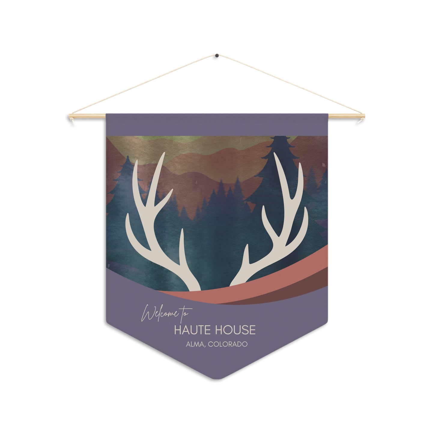 Antler Mountain Pennant — Personalized Welcome House Wall Banner Vista Nuovo Fine Art Prints by Juliana2me