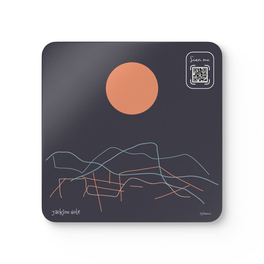 Minimalist Corkwood Coaster Set - Stylish Jackson Hole Mountain Design - Perfect for your BNB in Wyoming