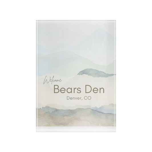 Airbnb Welcome Block - Personalized Welcome Block with Mountains Watercolor Design- Add your rental home name and info