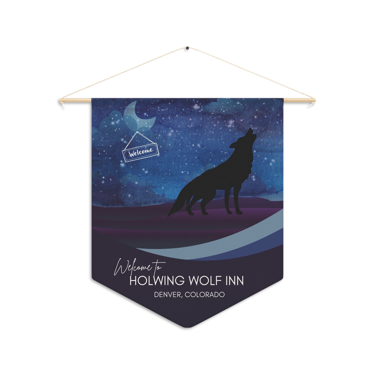 Welcome to Howling Wolf Inn Pennant, Wolf Decor, Wall Hanging, Rustic Home Decor, Unique Gifts for Home, Cabin Decor Vista Nuovo Fine Art Prints by Juliana2me