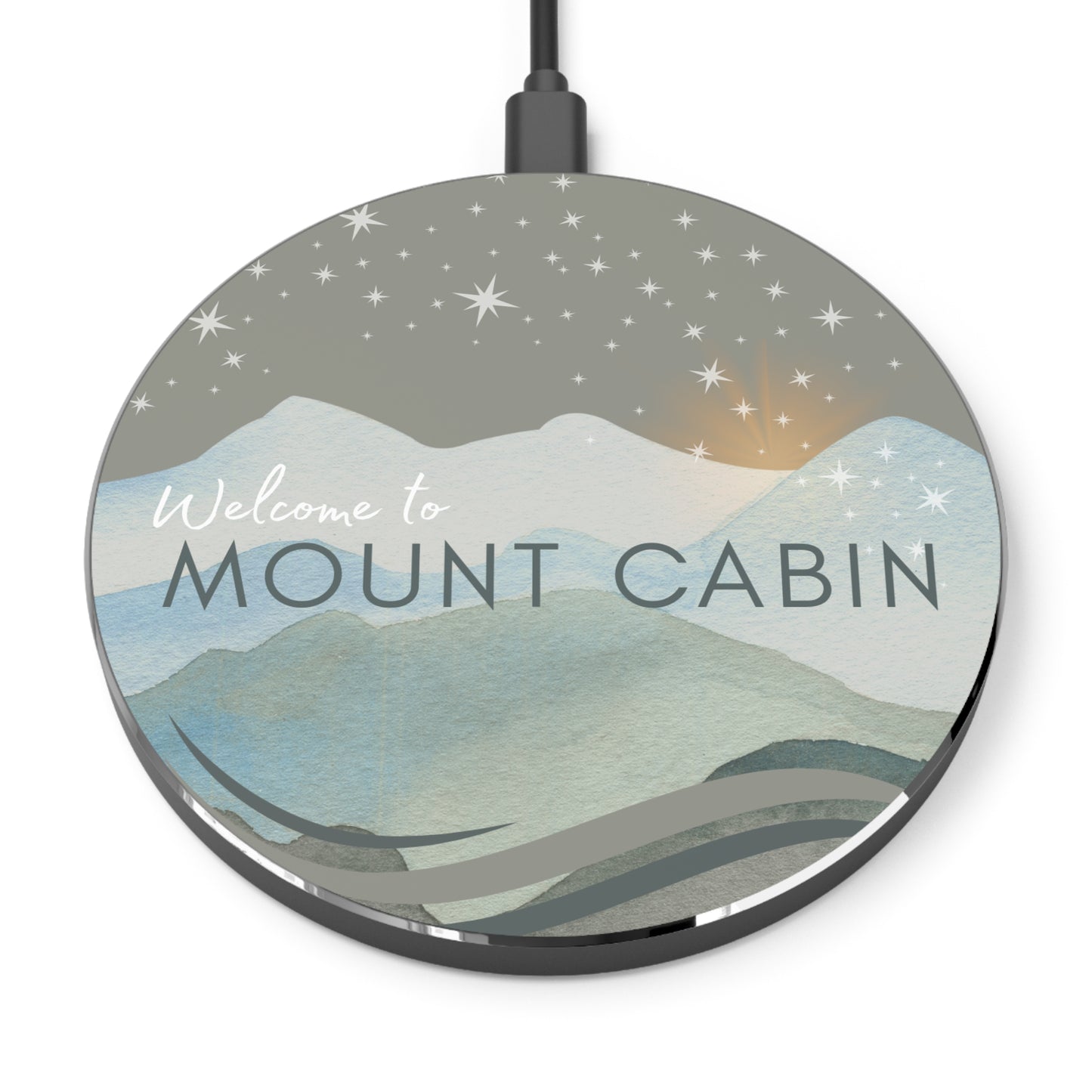 Wireless Charger - Mountain Design Charging Pad for Your Airbnb Cabin Vista Nuovo Fine Art Prints by Juliana2me