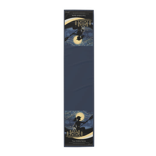 Table Runner - Lake House Decor Paddle Canoe Starry Night Design