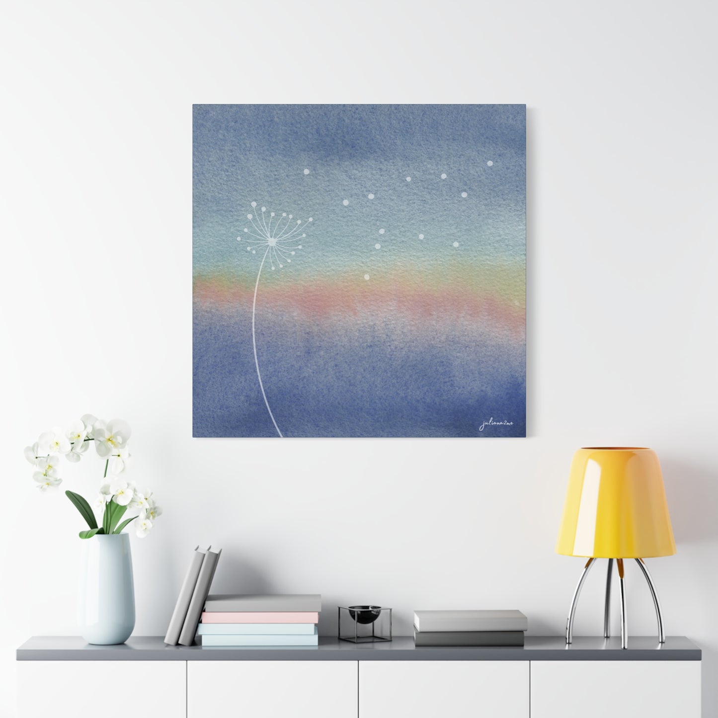Almost Dandelion, Dreamy Canvas Wall Art, Watercolor Decor, Nature Inspired Home Decor, Wall Hanging Artwork for Airbnb Vacation Rental Homes Vista Nuovo Fine Art Prints by Juliana2me