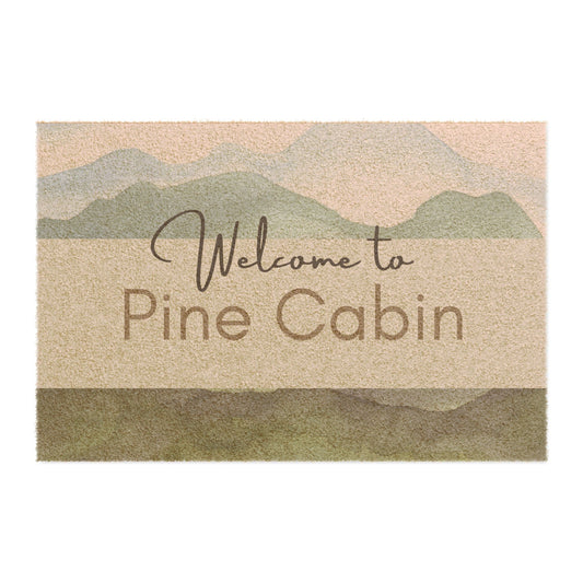 Doormat - Personalized Airbnb Welcome Message with Soft Mountain Backdrop