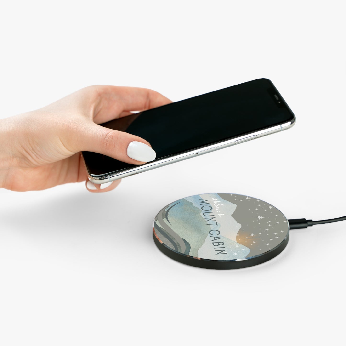 Wireless Charger - Mountain Design Charging Pad for Your Airbnb Cabin Vista Nuovo Fine Art Prints by Juliana2me