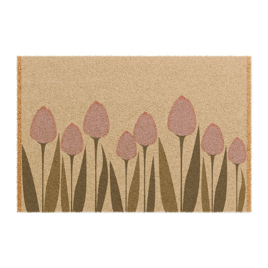 Tulips Mid-Century Modern Floral Welcome Doormat - Airbnb/Vrbo/Homeaway Home Entry Matt