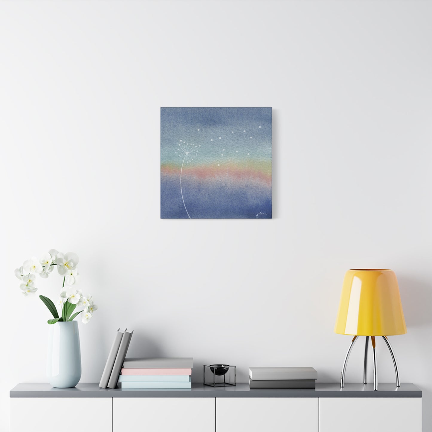 Almost Dandelion, Dreamy Canvas Wall Art, Watercolor Decor, Nature Inspired Home Decor, Wall Hanging Artwork for Airbnb Vacation Rental Homes Vista Nuovo Fine Art Prints by Juliana2me