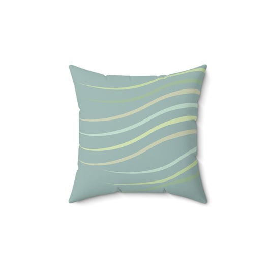 Summer Breeze Trendy Wave Print Square Pillow - Cozy Living Room Decor Perfect for Coastal Vacation Homes