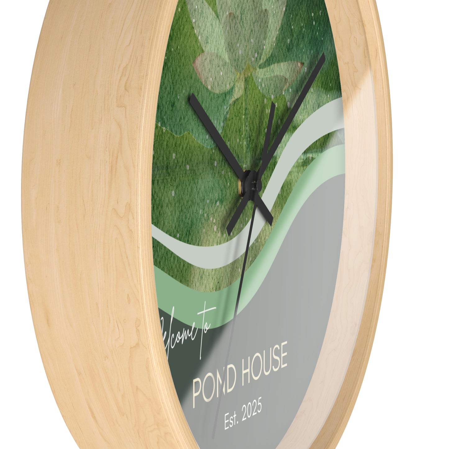 Serene Pond House Wall Clock, Personalized Home Decor, Artful Timepiece, Unique Gift, Botanical Clock, Cottage Vibe Vista Nuovo Fine Art Prints by Juliana2me
