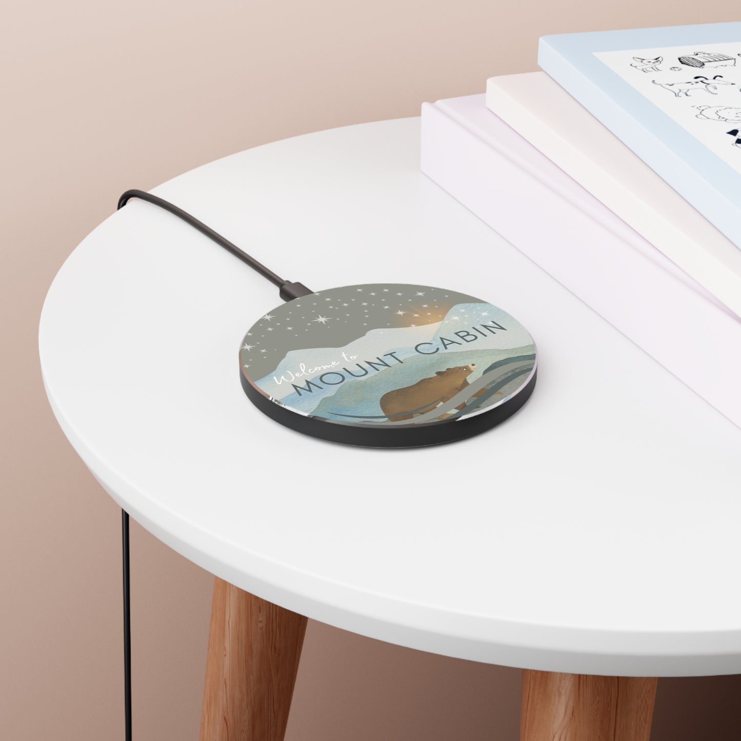 Wireless Charger - Mountain Bear Design Charging Pad for Your Airbnb Cabin Vista Nuovo Fine Art Prints by Juliana2me