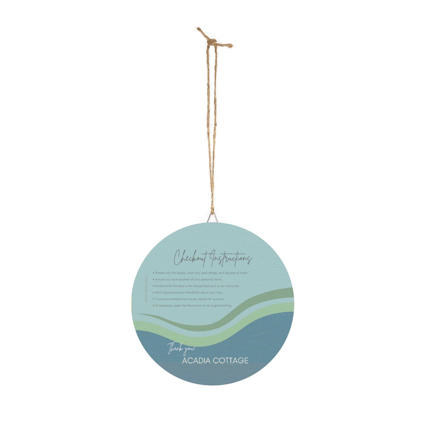 ACADIA DESIGN Custom Airbnb Round Wood Checkout Sign Vista Nuovo Fine Art Prints by Juliana2me