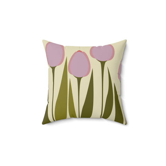 Botanical Floral Throw Pillow - Cozy Spring Decor Mid Century Modern Design