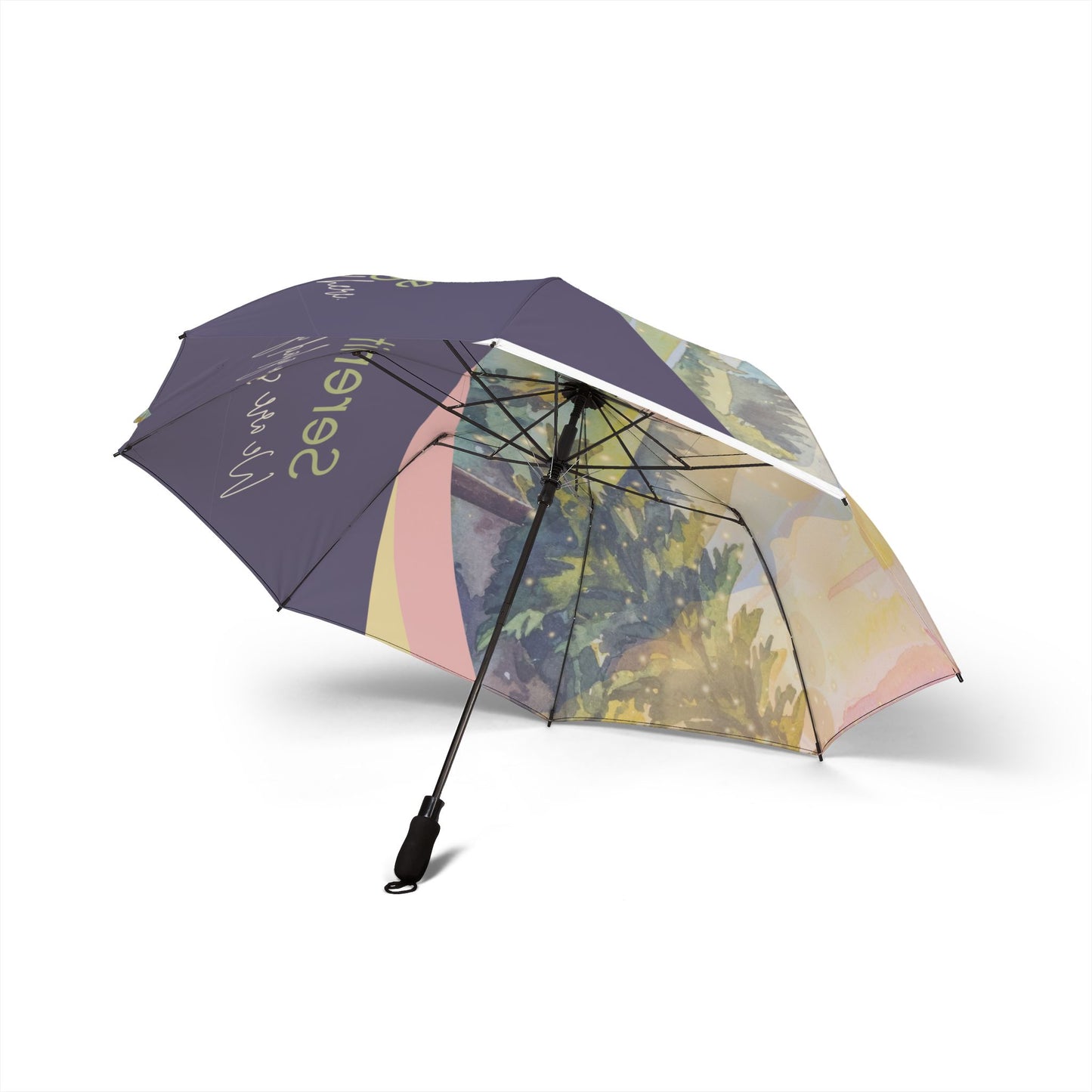 Floral Butterfly Foldable Umbrella — Semi‑Automatic Compact Rain Umbrella Vista Nuovo Fine Art Prints by Juliana2me