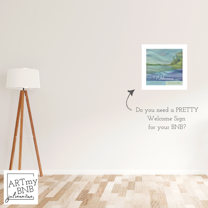 Peel and Stick Welcome ART squares with WiFi and Contact info for your Guests